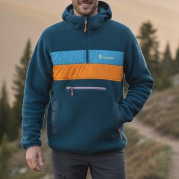 Cotopaxi Teca Fleece Hooded Half-Zip Pullover Men’s Medium  Teal/Orange/Blue - Picture 6 of 6